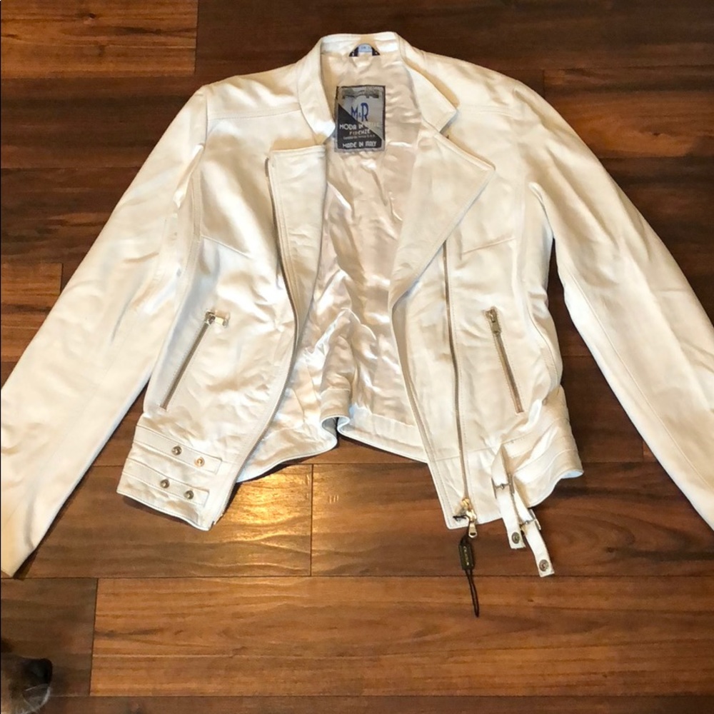 White Italian leather jacket